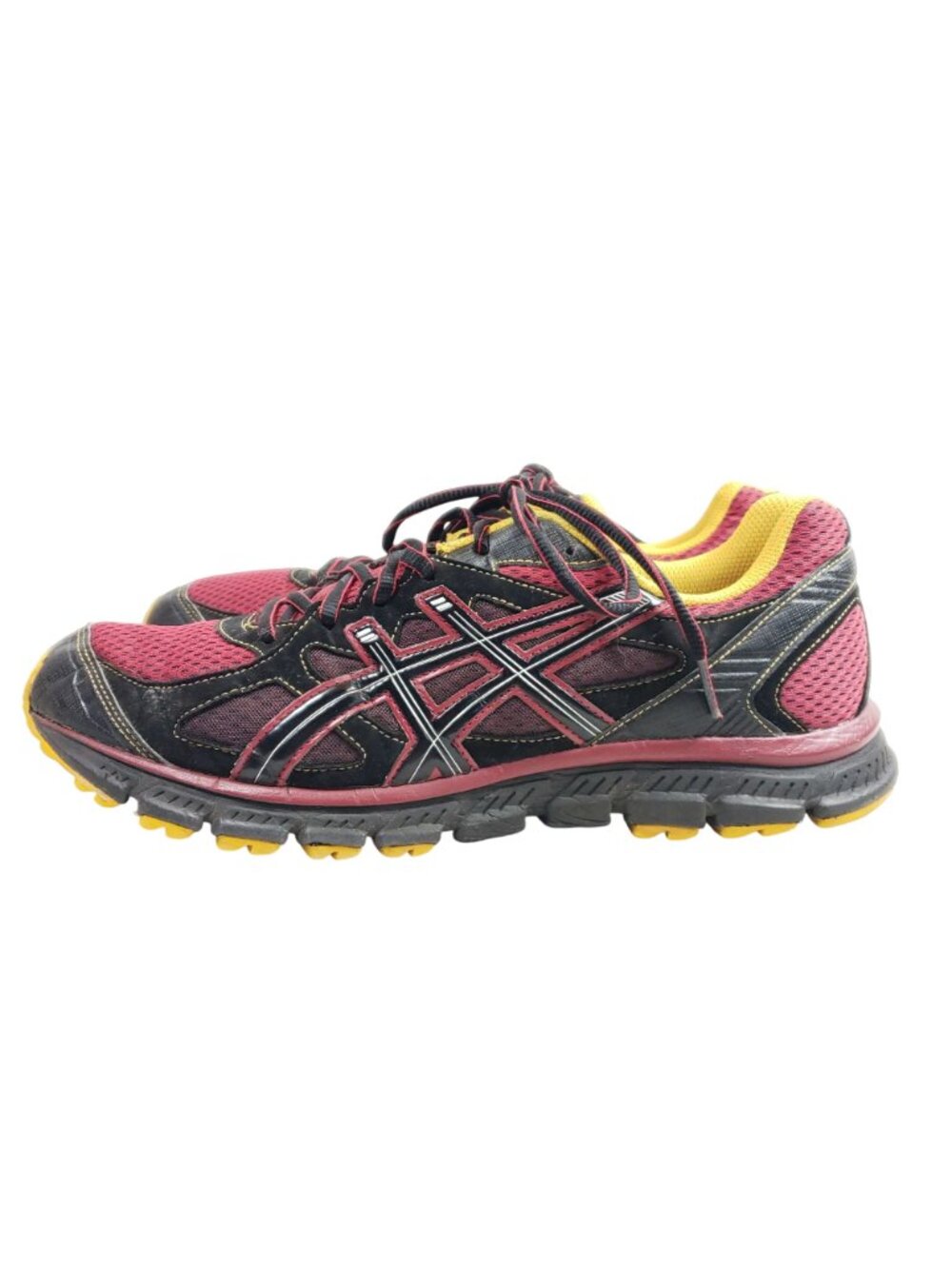 Asics Mens Size 10 Gel Scram Trail Running Shoes Black/Red/Yellow - Picture 3 of 9